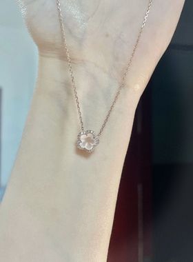 可爱少女粉色水晶樱花项链