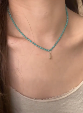 个性滴釉绿松珠中式珠珠项链气质