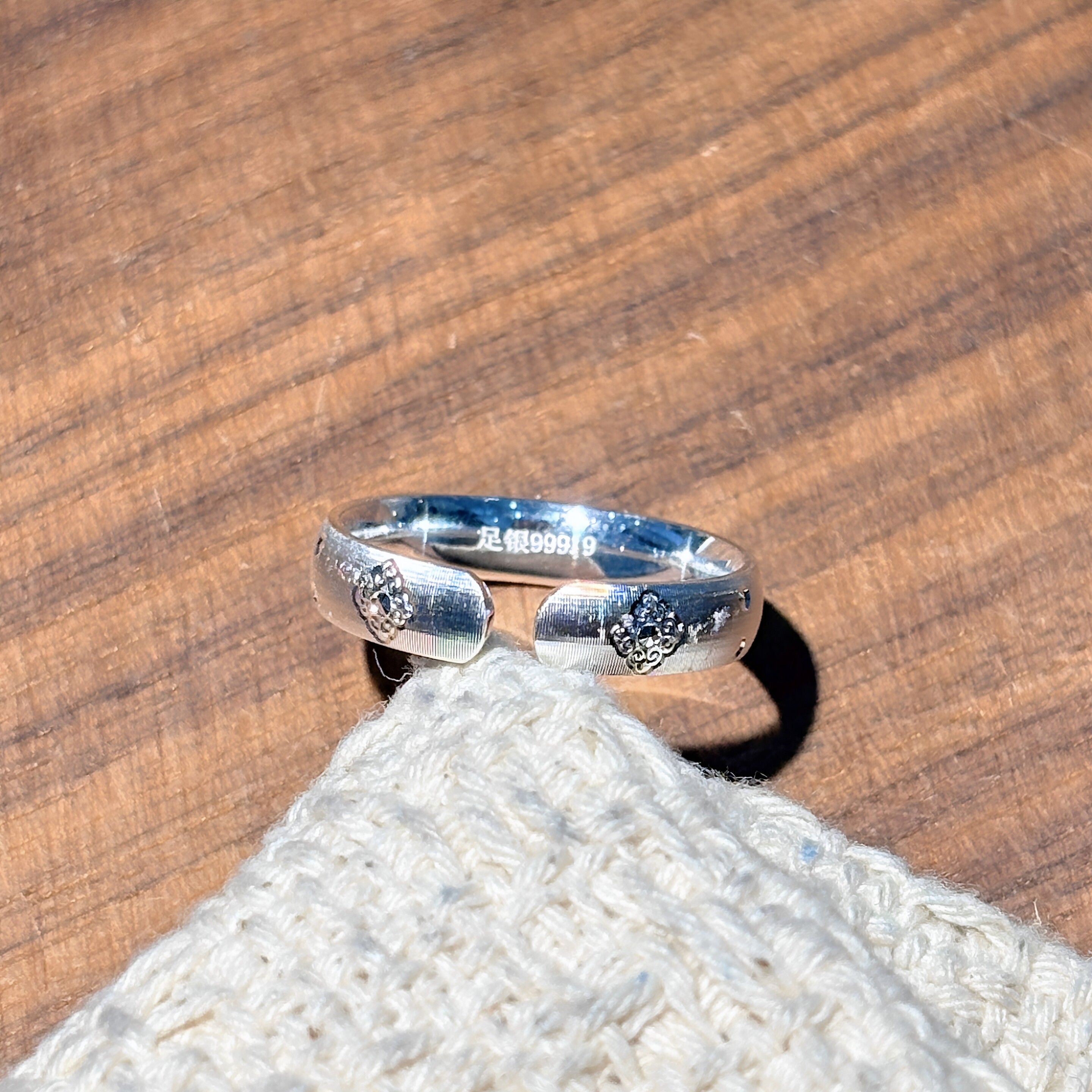 Pure silver 999.9 sterling silver brushed ring for women, light luxury niche, high-end sense, birthday gift for girlfriend