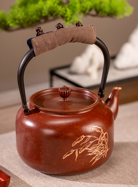 朱炳仁铜红福满堂壶泡茶煮水家用壶复古精致功夫茶具