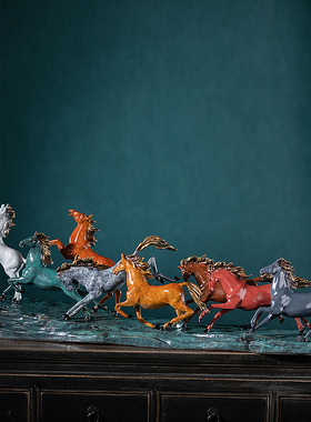 朱炳仁铜  八骏奔腾 铜马动物摆件 家居装饰工艺品礼品