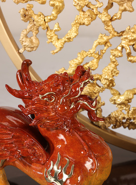 朱炳仁铜四季发财红色摆件