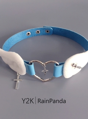 手作天使翅膀腿环装饰金属吊坠亚文化朋克项链项圈腿环两用