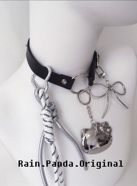 雨熊自制KT硬核挂件项圈y2k暗黑哥特项链亚文化5颈链