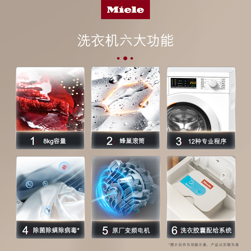 Miele美诺官方 洗烘套装洗衣机热泵烘干机家用除菌WCA021+TCC260 - 图1