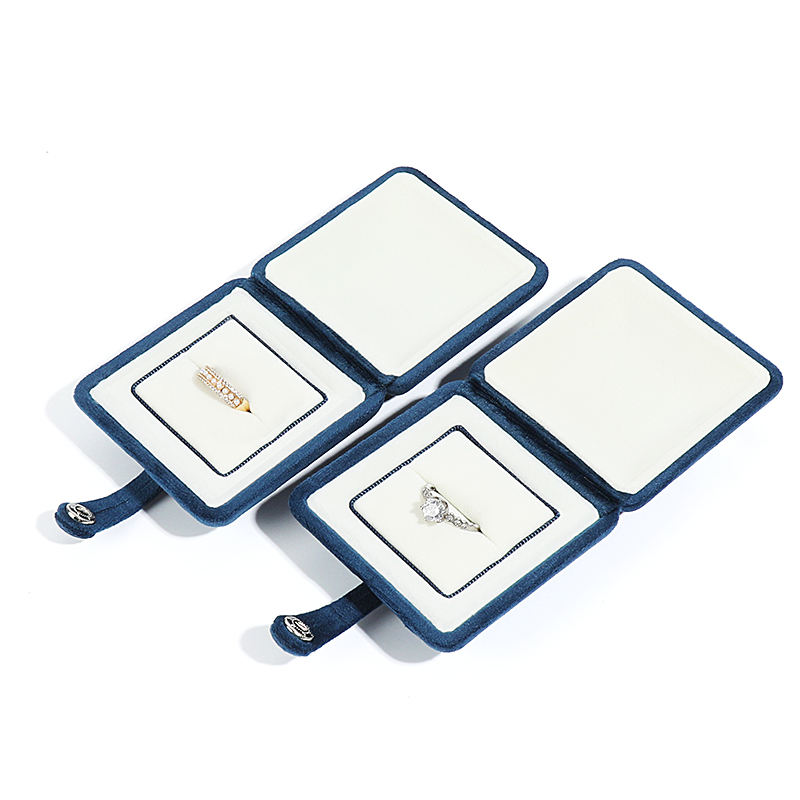 轻奢项链盒绒布双开按扣紫色项链手镯耳钉耳环手链珠宝首饰盒送礼 - 图3