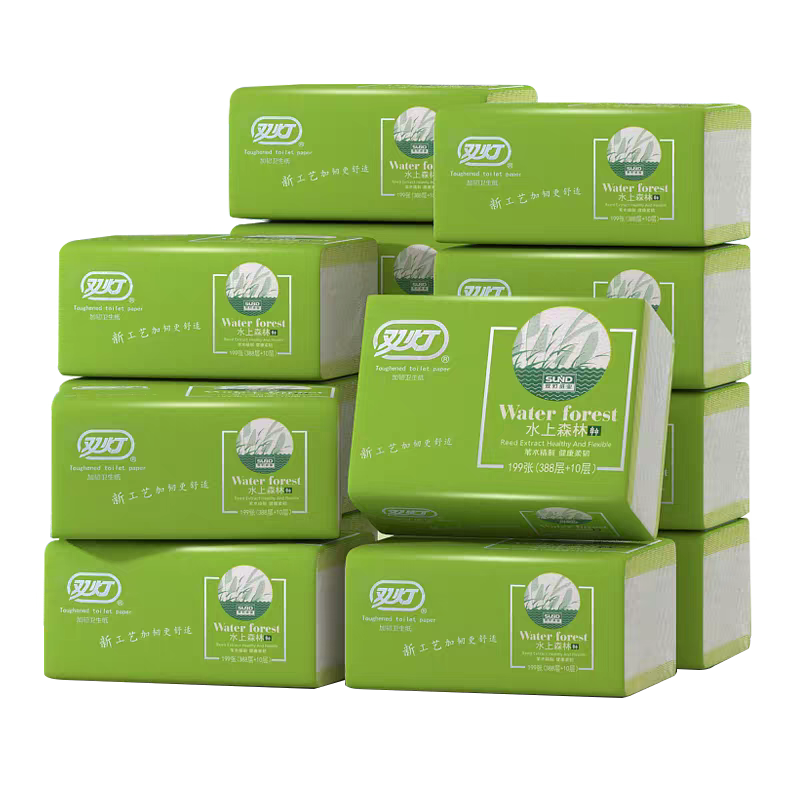双灯卫生纸 水上森林白压花厕纸草纸方块纸柔韧加厚平板纸实惠装 - 图0