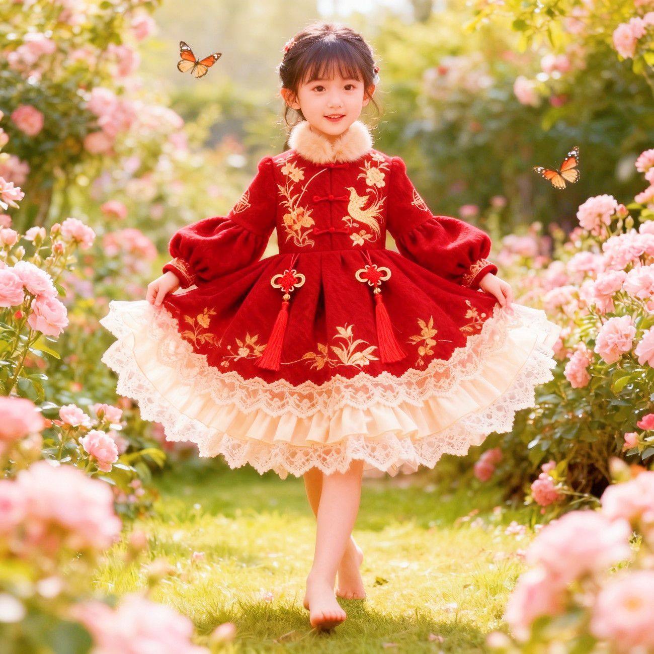 女童2026新款新中式加绒连衣裙宝宝洛丽塔生日公主裙新年拜年服,淘宝优惠券,粉丝福利购,淘宝优惠卷