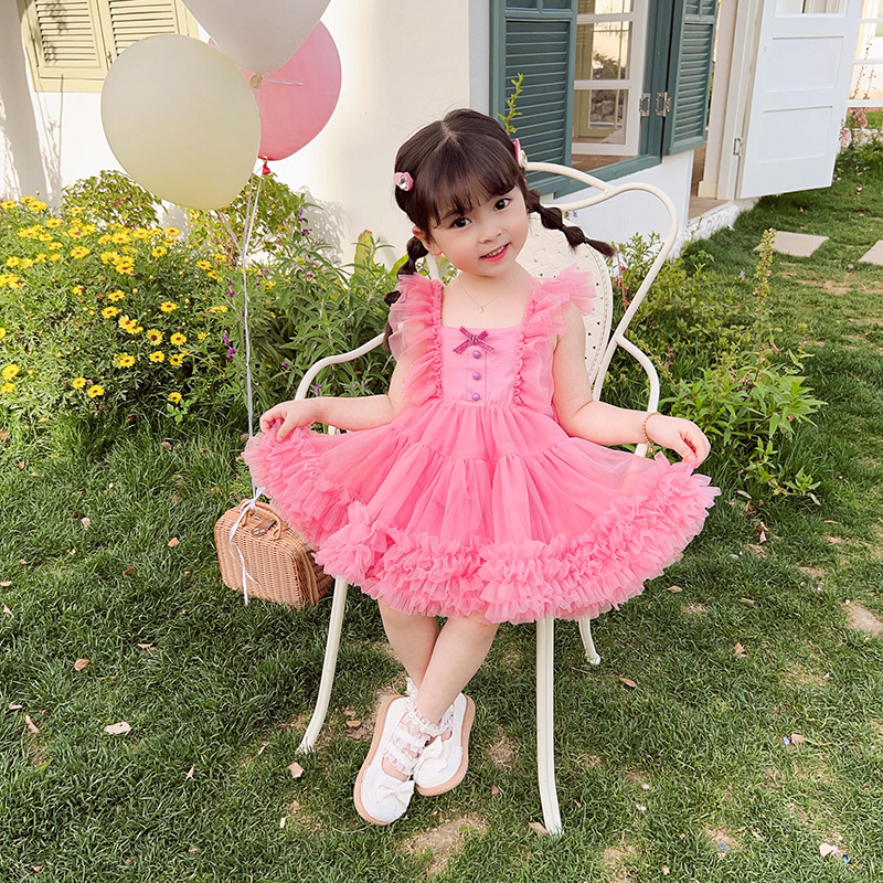 女童新款夏季连衣裙儿童洋气突突tutu裙宝宝网纱蓬蓬收腰蓬公主裙 - 图2