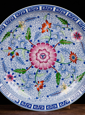 手绘青花斗彩景德镇陶瓷挂盘