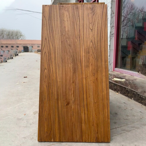 老榆木大板桌老门板实木做旧风格原木吧台餐桌飘窗板书桌面板定制 - 图1