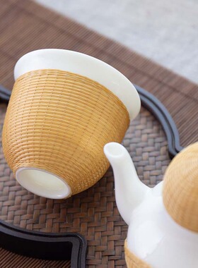非遗工艺竹编茶具套组新款