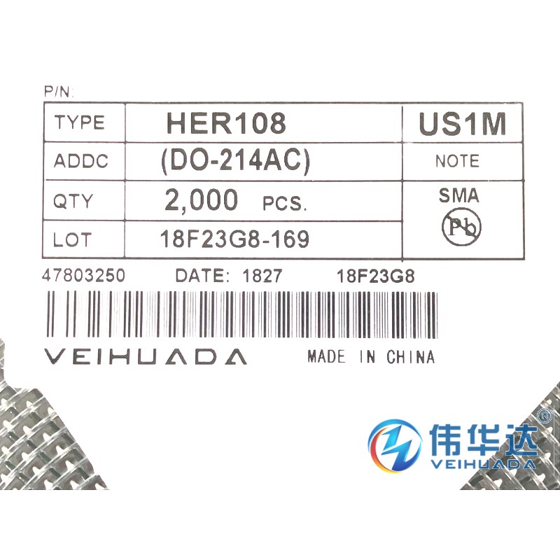 贴片HER107 US1M 超快恢复二极管 SMA DO-214AC UF4007 现货100只 - 图1