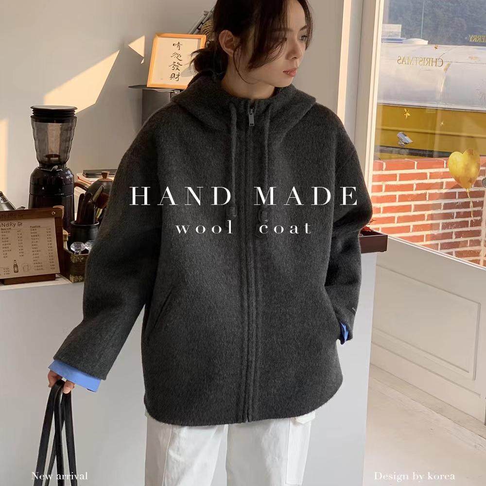 新款 韩国短款长毛羊毛外套863拉链连帽休闲通勤新款羊毛女装外套,淘宝优惠券,粉丝福利购,淘宝优惠卷