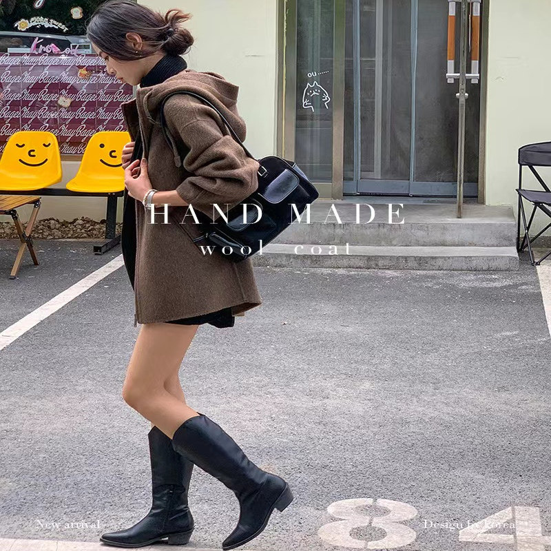 新款 韩国短款长毛羊毛外套863拉链连帽休闲通勤新款羊毛女装外套,淘宝优惠券,粉丝福利购,淘宝优惠卷