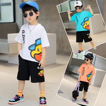 Korean Boys Suit 2023 New Summer Clothes Children's two-piece Set Fashionable Baby Summer Short-Sleeved Handsome Clothes trendy