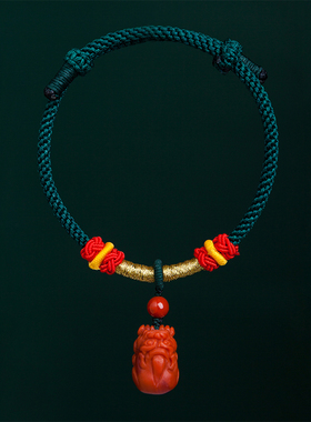 阿仅 原创设计现货小貔貅南红绳编文玩手链招财聚宝送礼红色喜庆