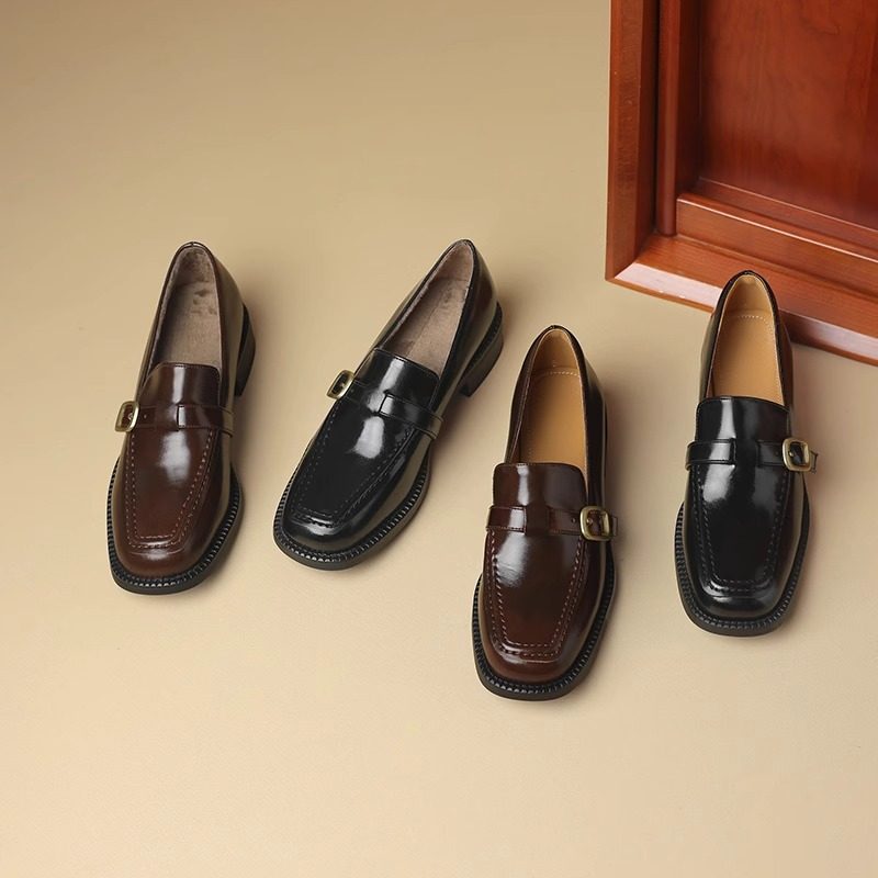 春秋季英伦风乐福鞋女法式低跟软底真皮软皮小皮鞋一脚蹬单鞋方头,淘宝优惠券,粉丝福利购,淘宝优惠卷