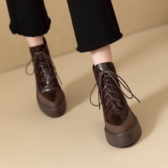 High heel short boots for small people with thick sole platform platform boots