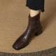 Retro British square toe short boots slim boots Martin boots