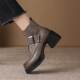 Small thick sole round toe chunky heel short boots