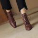 Rubber martin boots pointed toe lace up retro british style