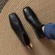 Retro British square toe short boots slim boots Martin boots