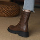 Niche British style genuine leather round toe Martin boots