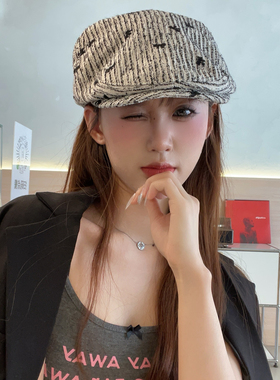 秋冬复古短檐蝴蝶结显脸贝雷帽