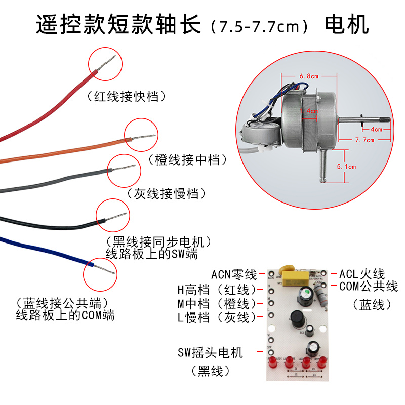 美的电风扇配件FS40-13GR/FS40-13ER挂壁扇 摇头扇电机 马达 机 - 图2