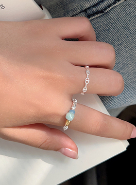 S925银猪鼻子链条戒指女