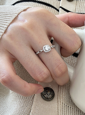 s925纯银方钻链条戒指女指环尾戒关节戒2024年新款高级感推拉设计