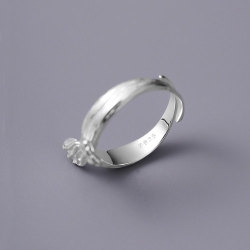 s925纯银蝴蝶结戒指女轻奢气质甜美开口指环ins小众设计感食指戒 - 图2
