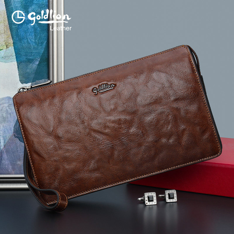 金利来2023新款男士真皮复古手拿包 金利来箱包男士包袋