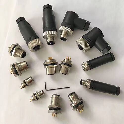 航空插头m12线束4芯5针6孔8P17芯户外连接器 传感器插座L型防水线 - 图0