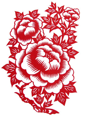 丽豪A3/A4牡丹成品剪纸画窗花