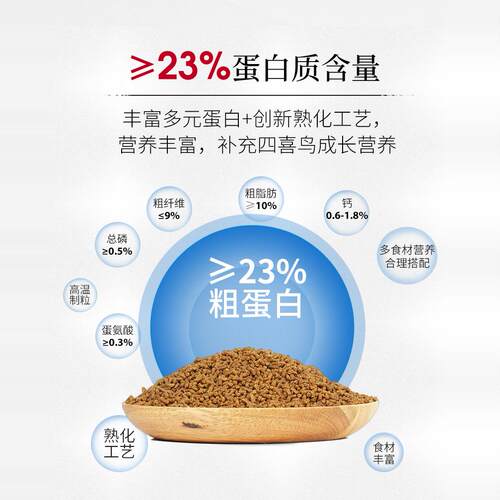 开元鸟食 宽元牌四喜鸟食鹊鸲伯劳鸟食柳莺小黑白益生菌特价500g - 图3