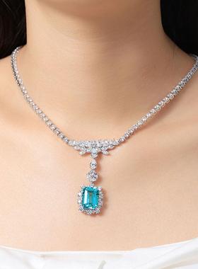 18K金镶嵌新款配石女士培育钻石项链高级珠宝首饰定制女款轻奢