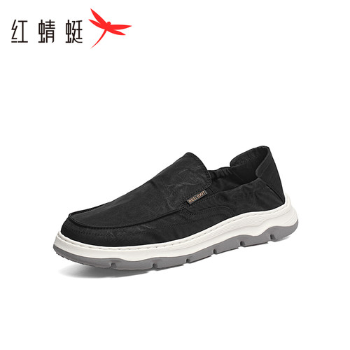 红蜻蜓布鞋2025秋款男鞋一脚蹬懒人外穿健步鞋休闲轻便中年爸爸鞋 - 图0