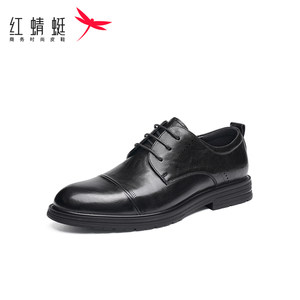 红蜻蜓男士皮鞋冬季商务男鞋三接头德比大码内增高结婚新郎婚鞋子