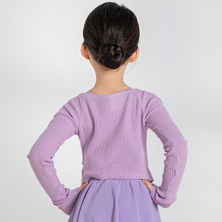 三沙儿童舞蹈练功服长袖披肩芭蕾舞针织上衣秋冬保暖外套头毛衣