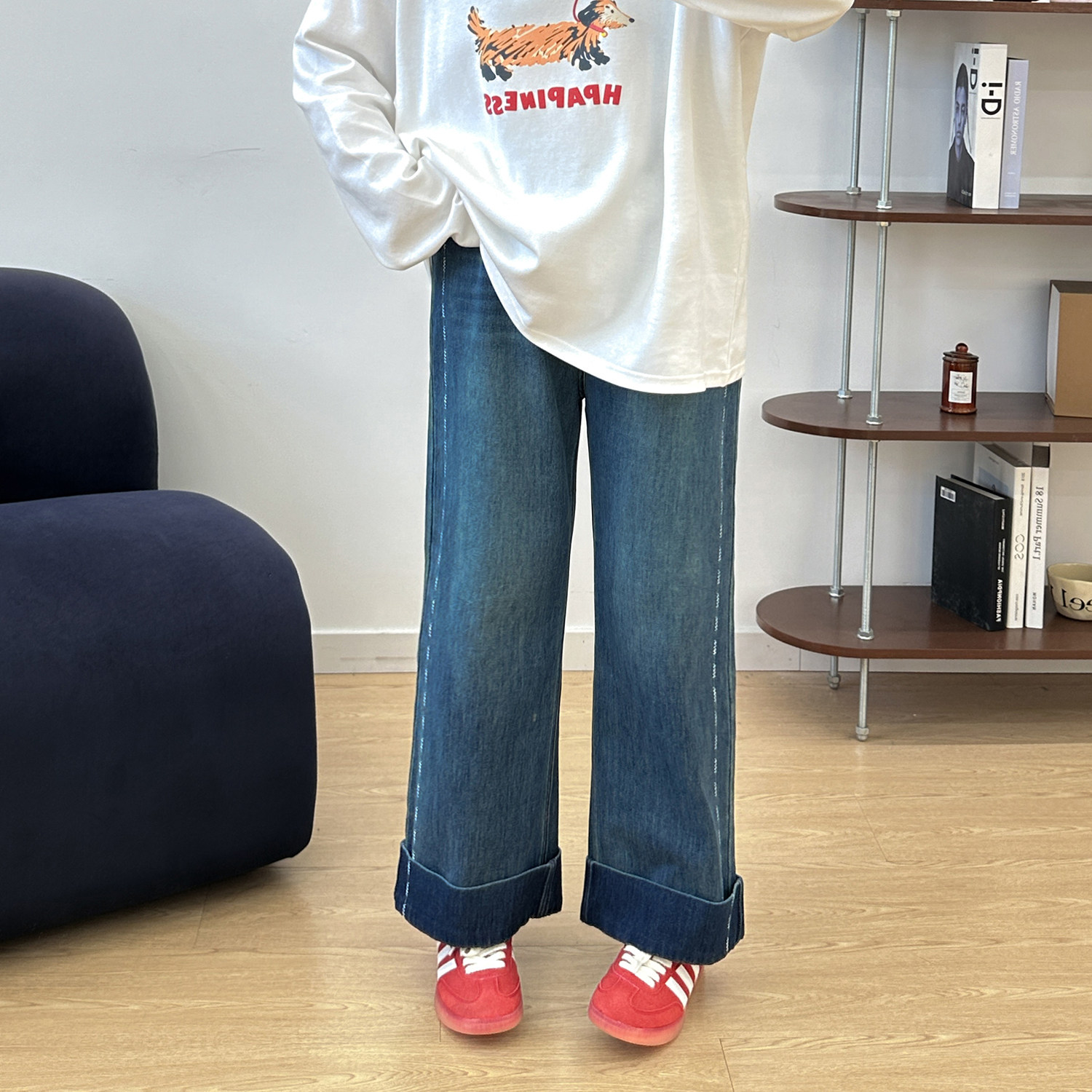 宛宛大码早秋九分直筒牛仔裤女胖mm梨形身材高腰宽松显瘦阔腿裤子,淘宝优惠券,粉丝福利购,淘宝优惠卷