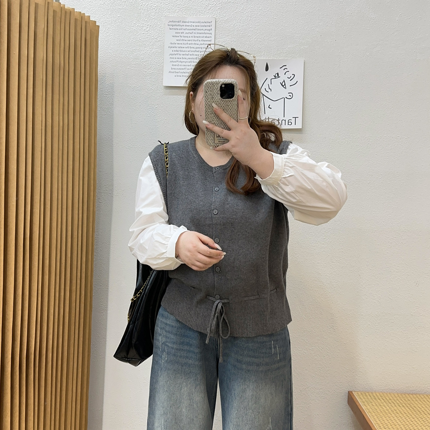 宛宛大码女装胖mm秋冬新款显瘦假两件针织上衣小众不撞款打底衫潮 - 图2