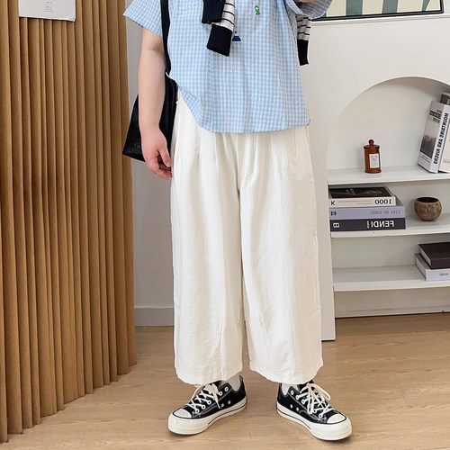 黑色裤子女夏季气球裤休闲大码女装胖mm宽松阔腿裤高腰九分山本裤 - 图0