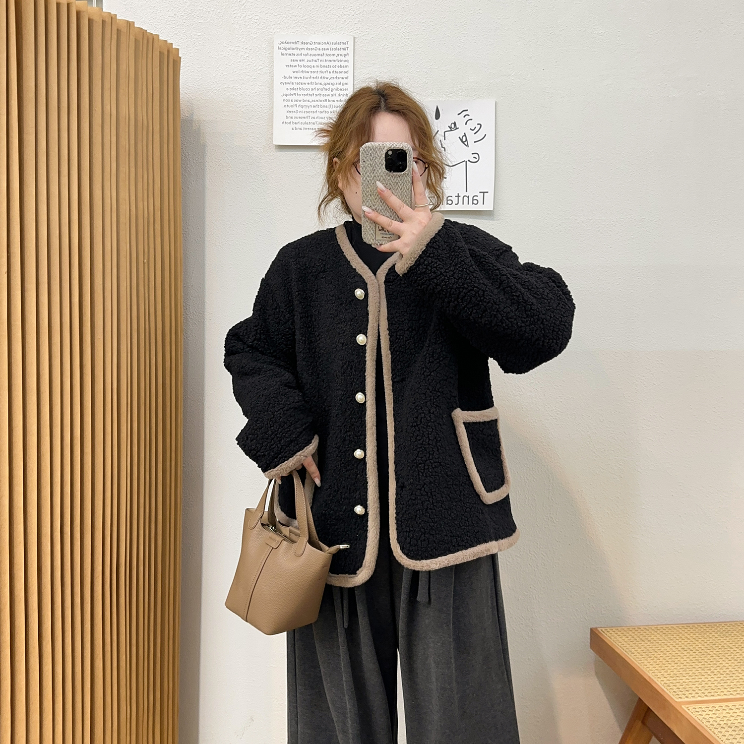 宛宛大码2025秋冬新款显瘦胖mm高级感盐系炸街颗粒绒毛绒外套女 - 图1