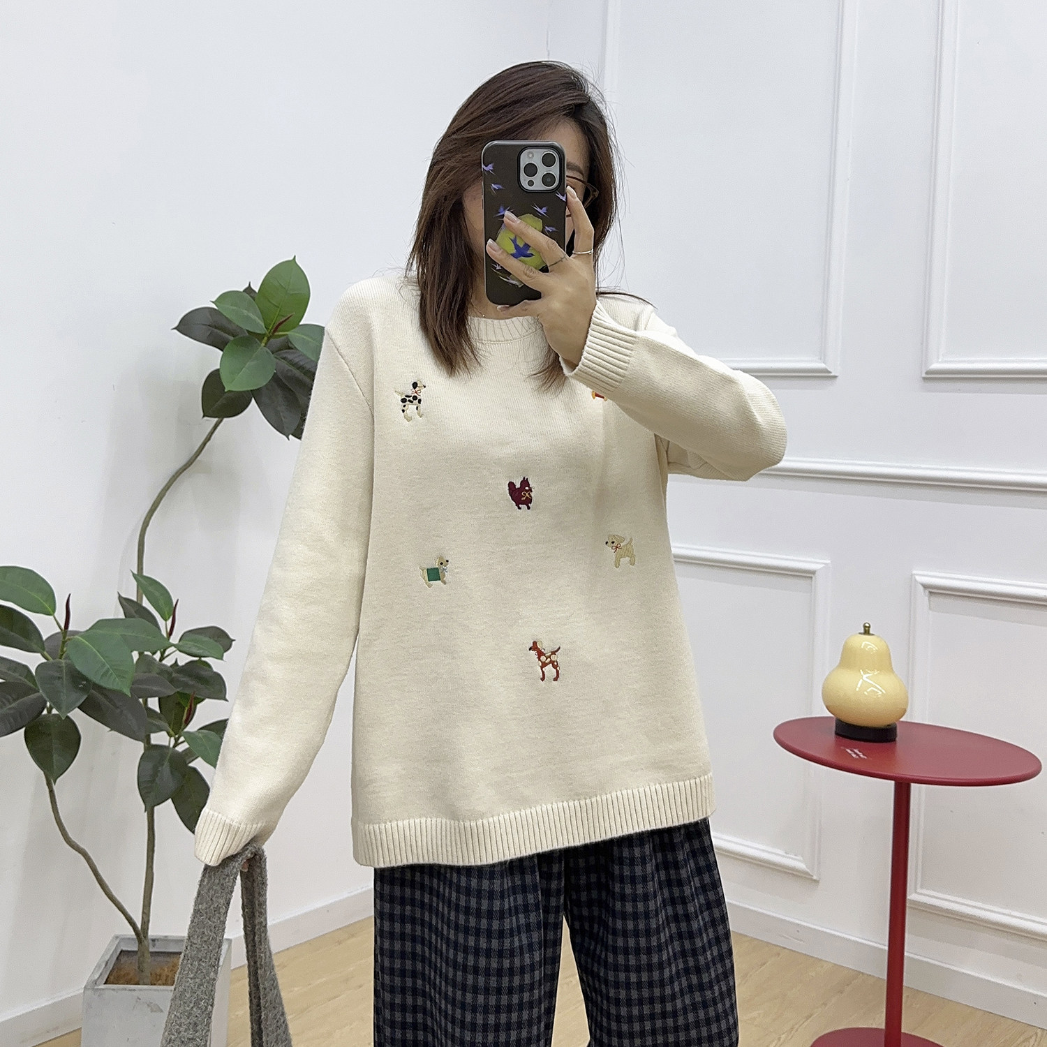 宛宛大码刺绣毛衣女宽松慵懒感针织衫秋冬新款胖mm休闲上衣显瘦潮,淘宝优惠券,粉丝福利购,淘宝优惠卷