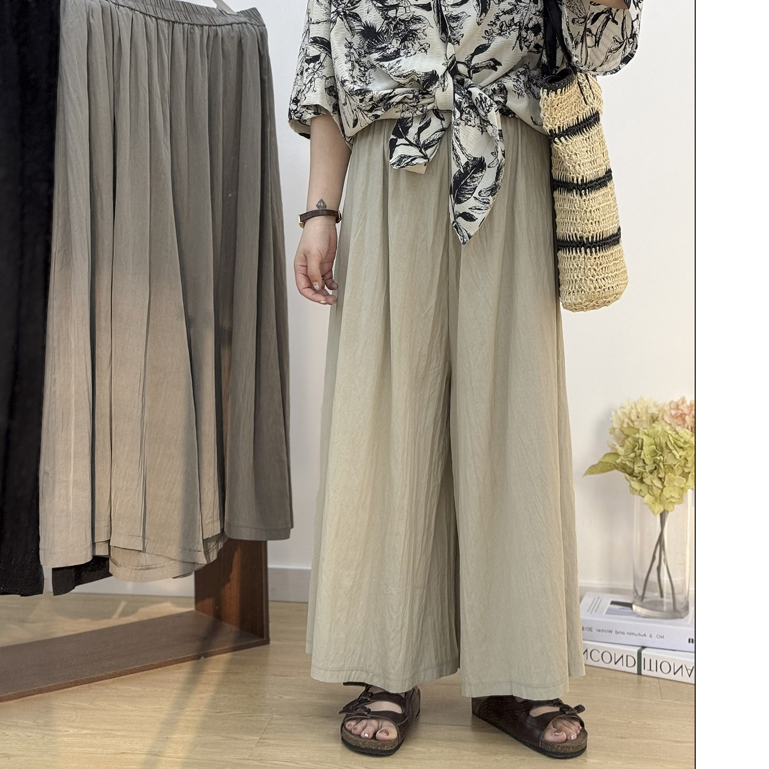 宛宛大码胖MM高腰A字伞裙裤夏显瘦遮胯褶皱阔腿裤山本风休闲长裙,淘宝优惠券,粉丝福利购,淘宝优惠卷