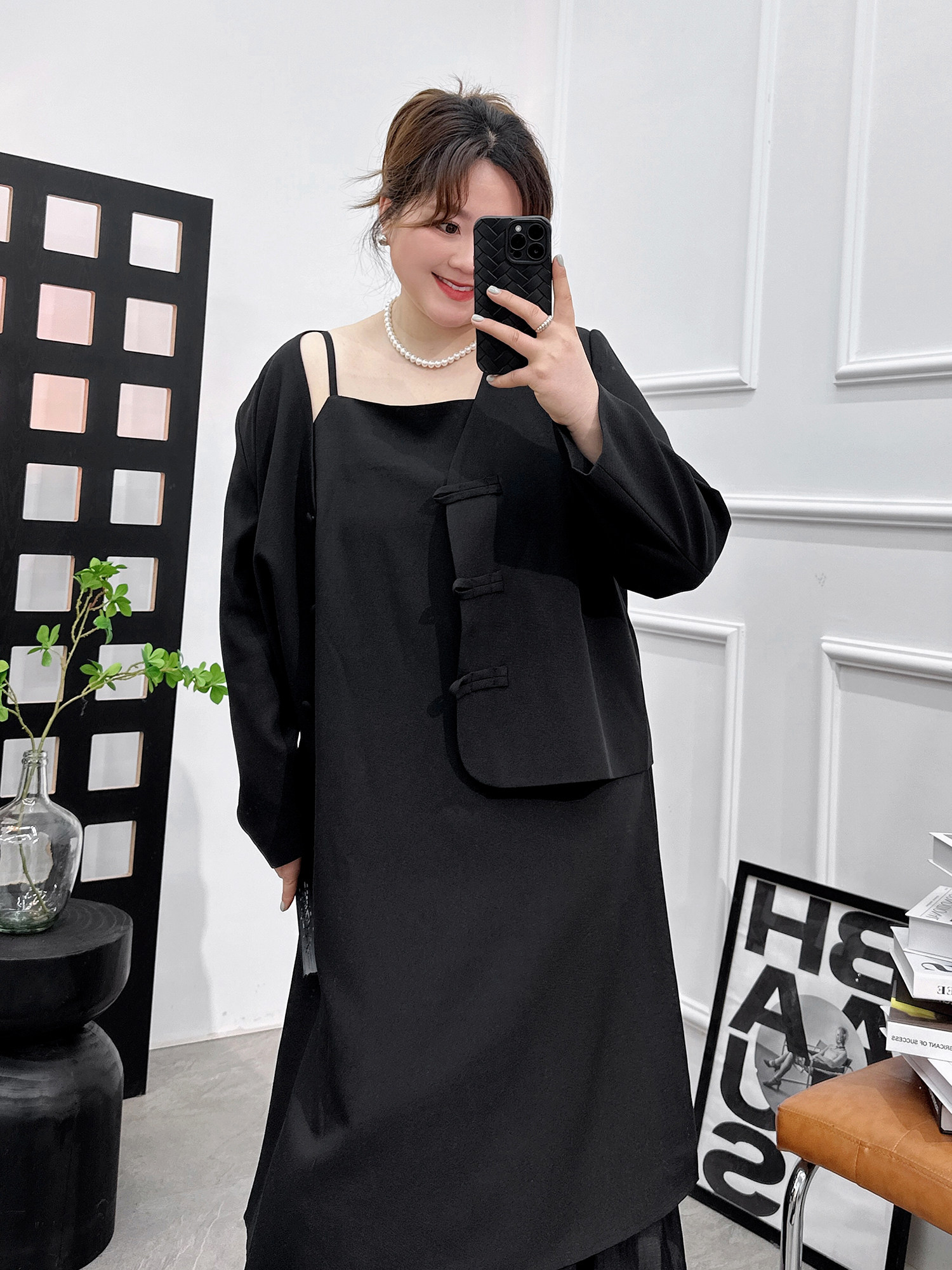 宛宛大码女装胖妹妹mm遮肉显瘦法式时髦新中式西装吊带连衣裙套装,淘宝优惠券,粉丝福利购,淘宝优惠卷