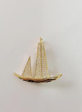 ins复古镶钻珍珠链流苏胸针