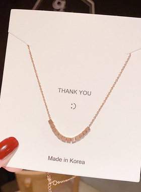 韩版ins风十全十美小方块钛钢项链女轻奢设计感网红不掉色锁骨链